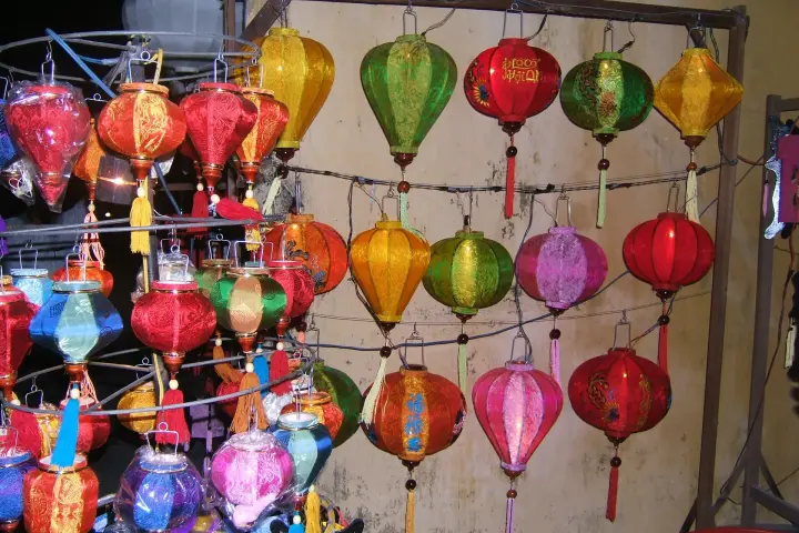 Colourful silk lanterns at a shop in Hội An