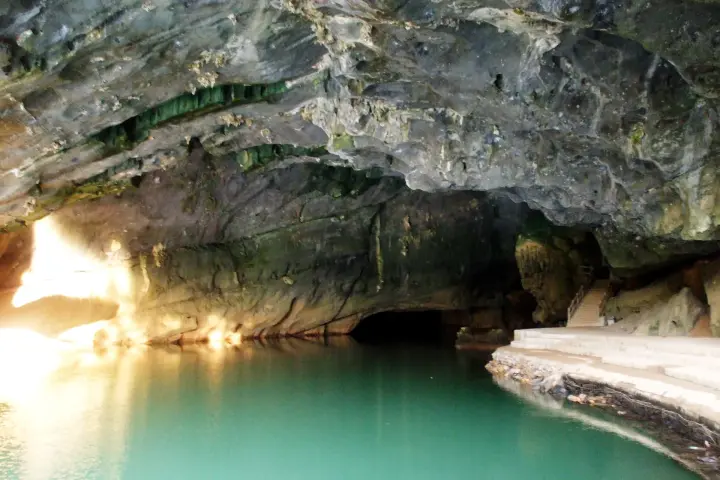 The Son River flowing into Phong Nha Cave