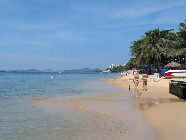 Sandy beach and palm trees on Phú Quốc island