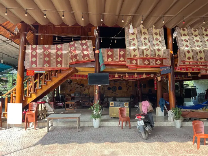 A wooden stilt house in a mountain village
