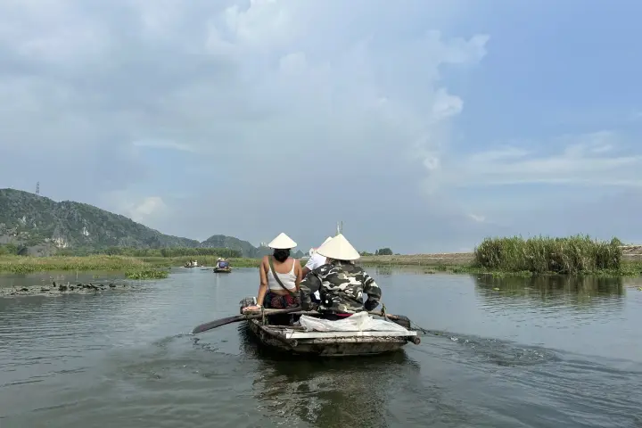 A rowing boat on the river at Tam Cốc, Ninh Bình