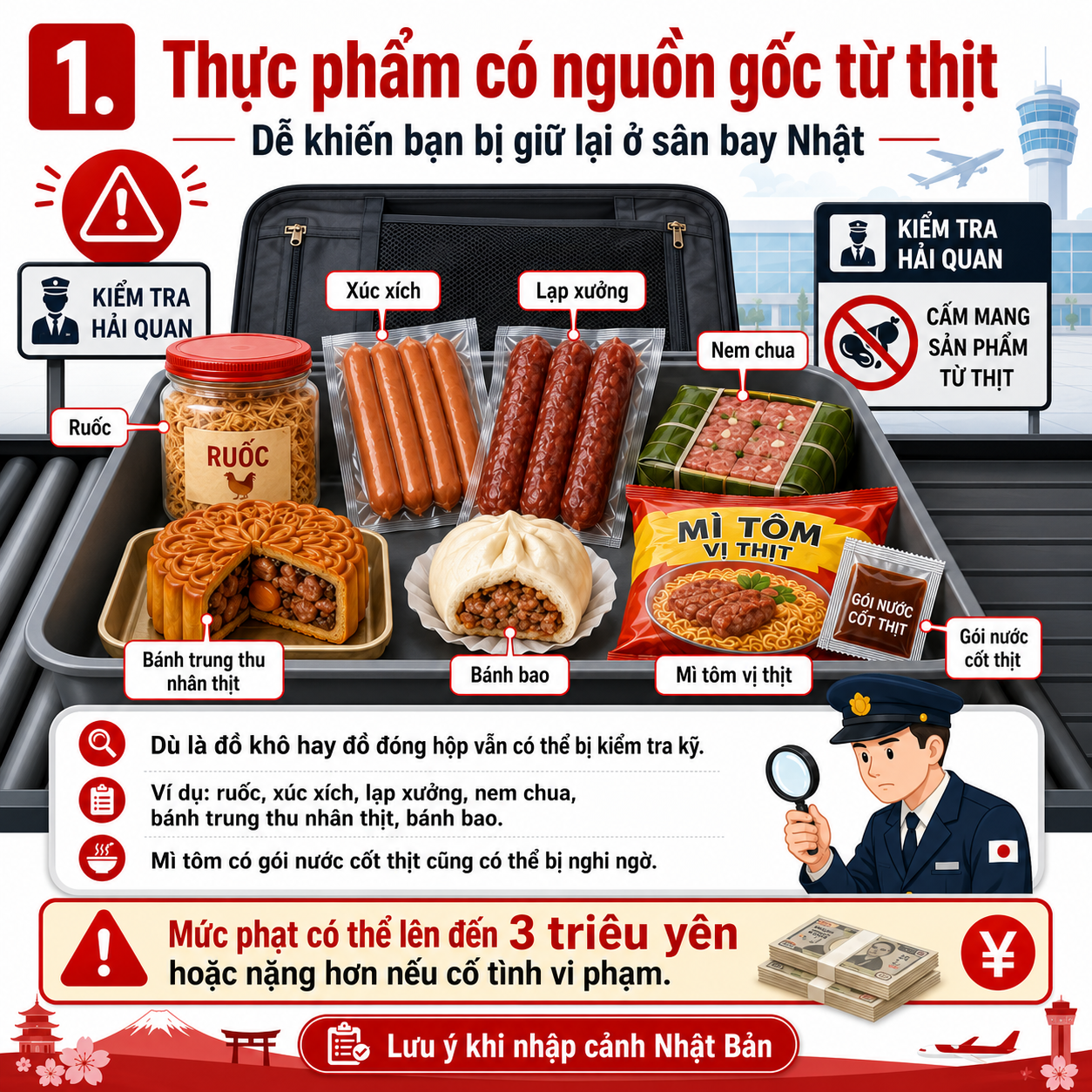 Top 5 món đồ khiến bạn bị giữ lại ở sân bay Nhật Bản có thể bạn không ngờ tới