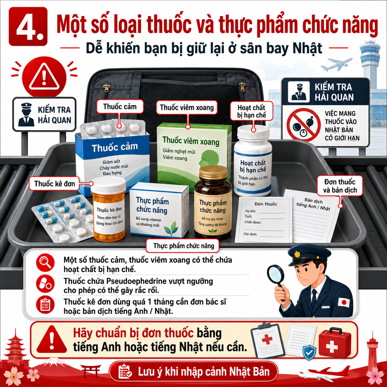 Top 5 món đồ khiến bạn bị giữ lại ở sân bay Nhật Bản có thể bạn không ngờ tới